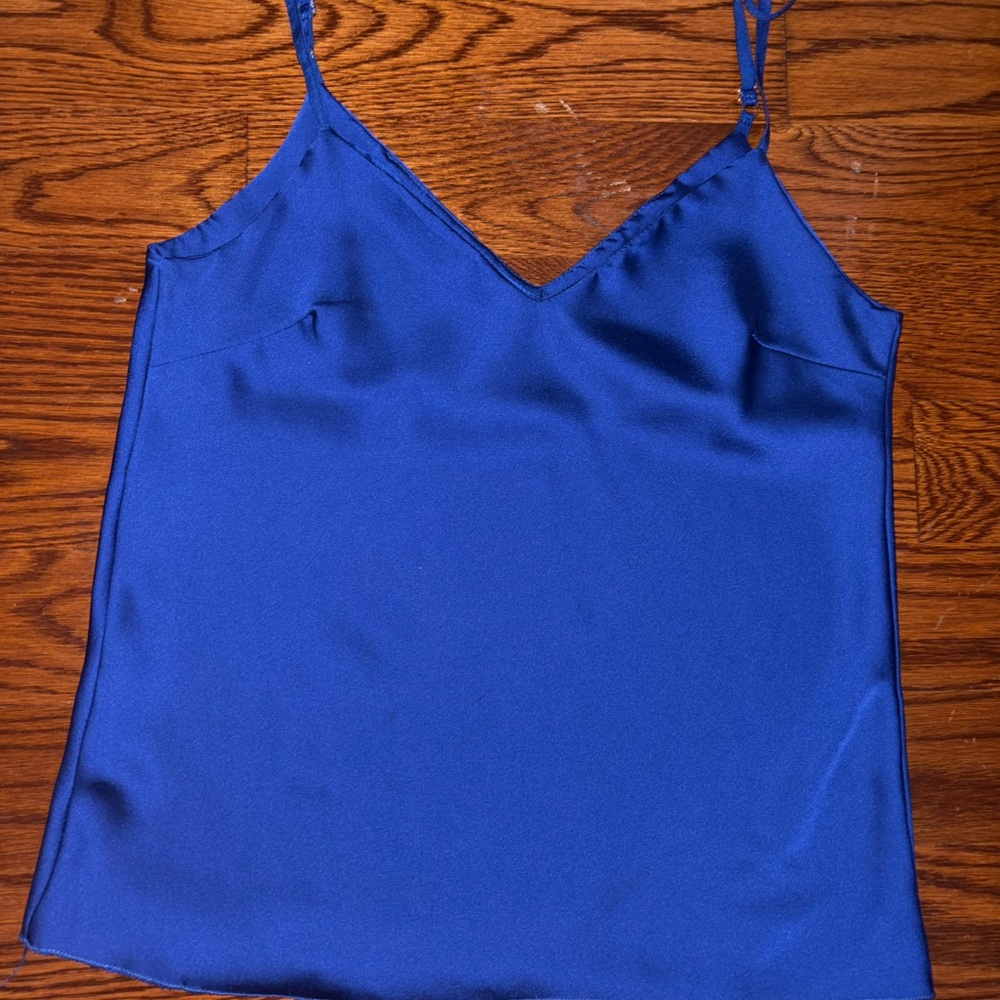 Elegant Blue Satin Cami Top